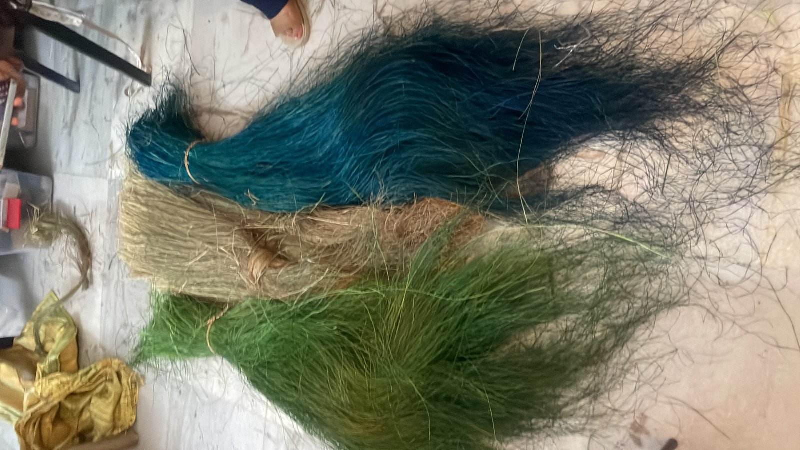 Locally harvested botanical raw fibers in natural and dyed hues
